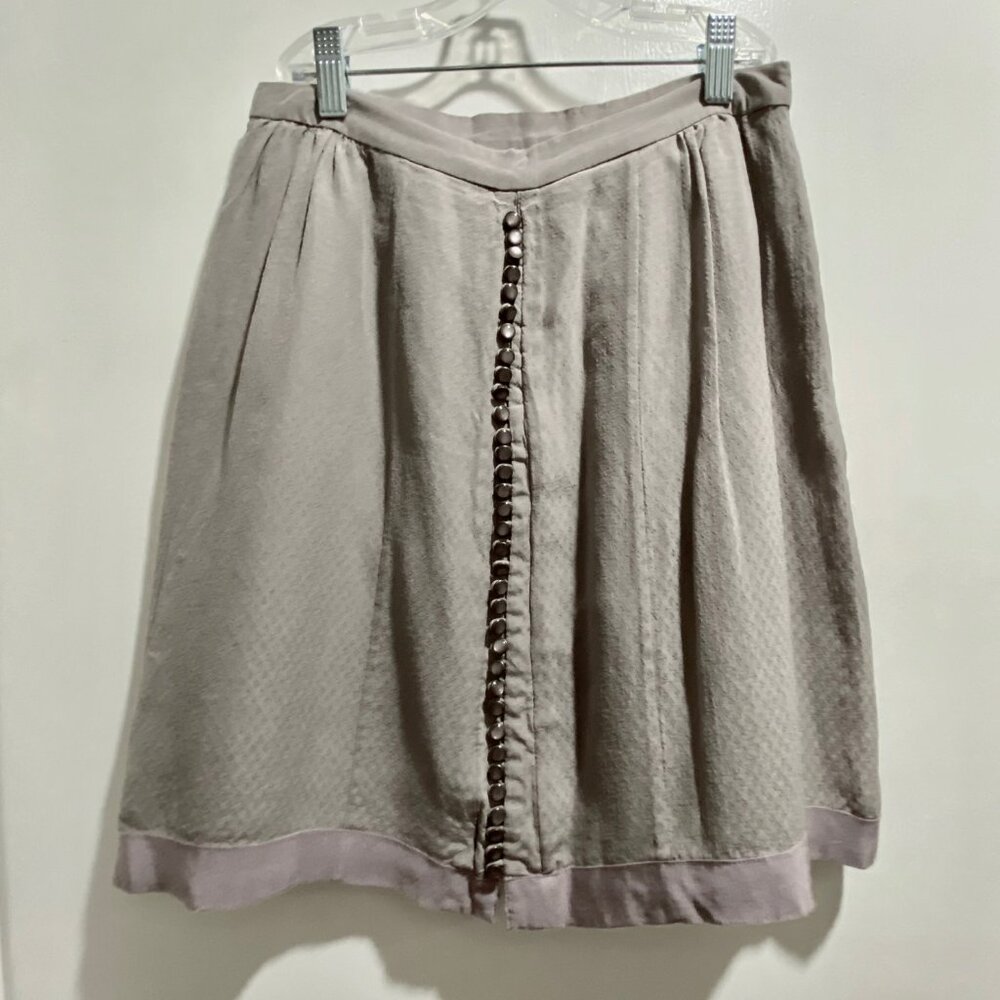 14) Anthropologie Silk/Ramie Whimsigoth Boho Preppy A-Line Lavender Mini Skirt 4